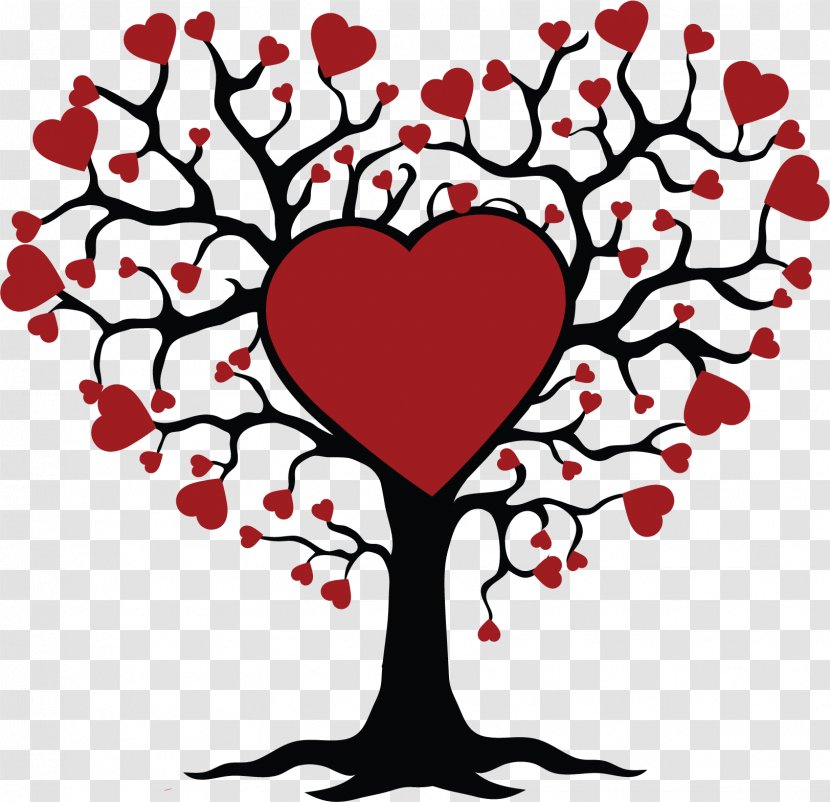 Tree Of Life Heart Sticker Clip Art - Silhouette - Love Transparent PNG