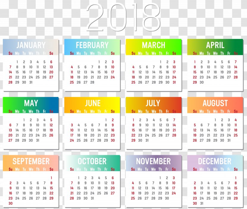 Calendar Date Time Year - Inset Day - 2018 Transparent PNG