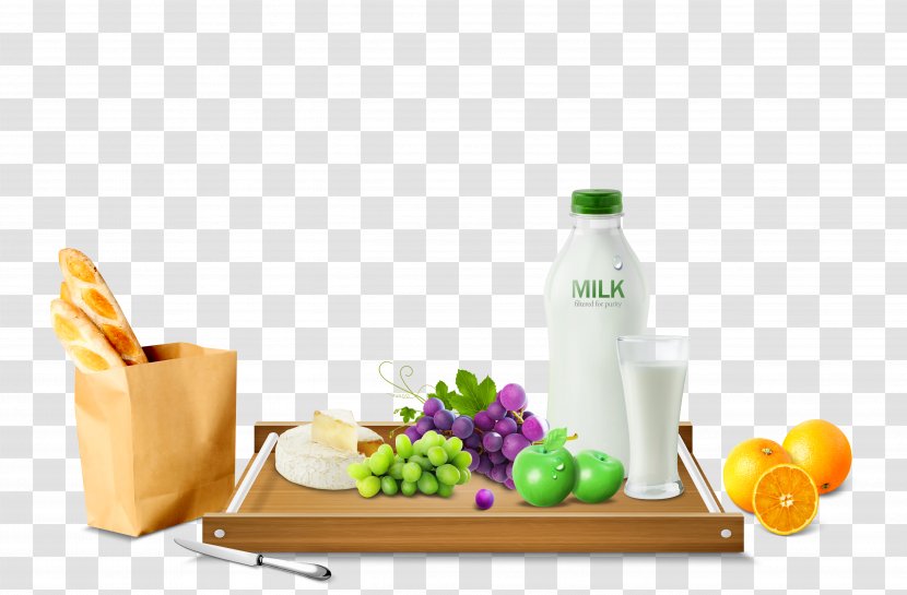Milk Fruit Orange Apple Poster - Breakfast Transparent PNG