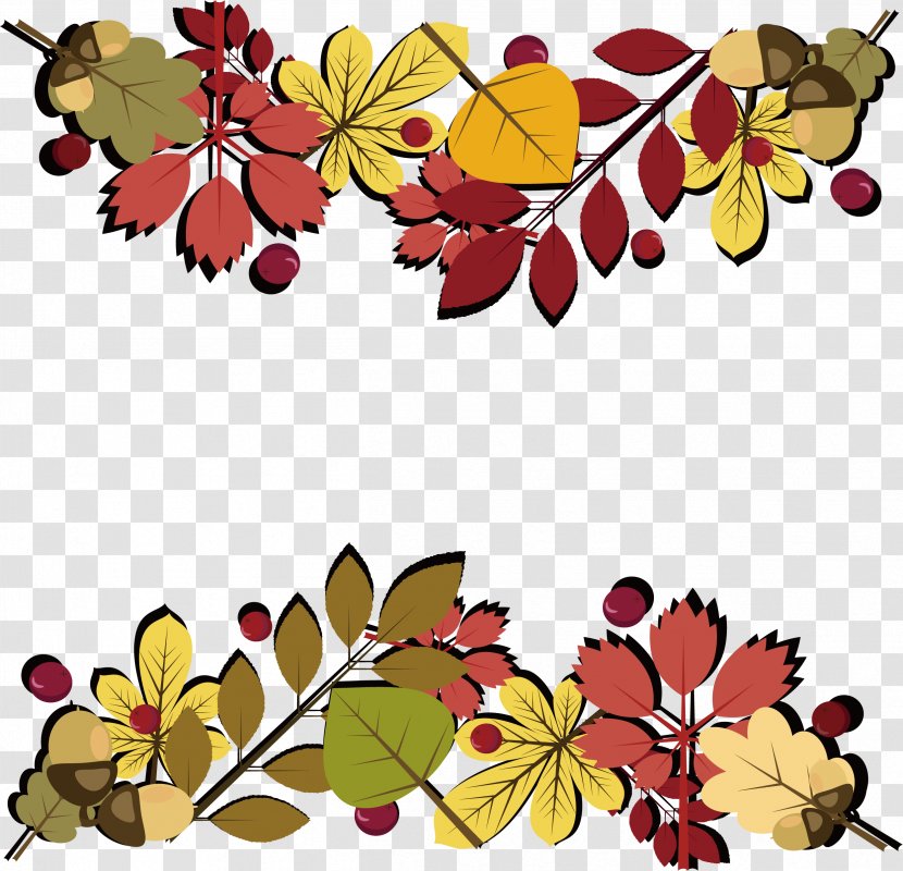Floral Design Red Maple Leaf - Flowering Plant - Decoration Title Box Transparent PNG
