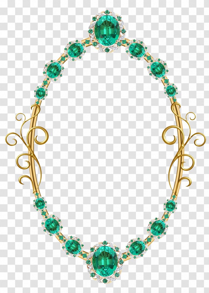 Jewellery Picture Frames Necklace Gemstone Gold - Diamond Cut - Emerald Transparent PNG
