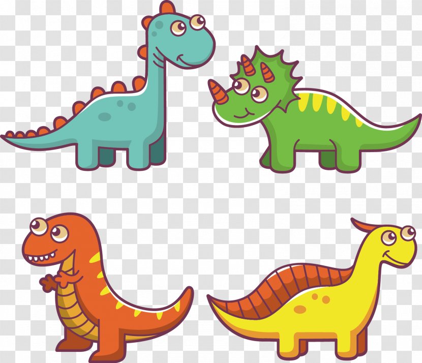 Dinosaurs Pack Euclidean Vector - Area - Cartoon Hand-painted 4 Transparent PNG