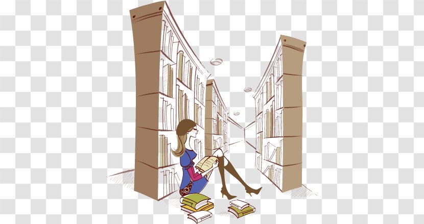 Library Cartoon Book Illustration - Flower - Literary Young Women Transparent PNG