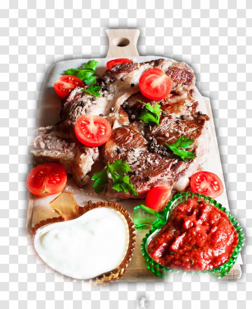 Barbecue Grill Kebab Beefsteak Tikka Meat - Tomato - Cuisine Transparent PNG