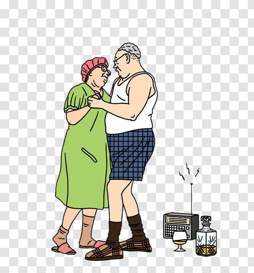 Tixier Jean-Michel Illustrator Cartoon Drawing Illustration - Dancing Old Couple Transparent PNG