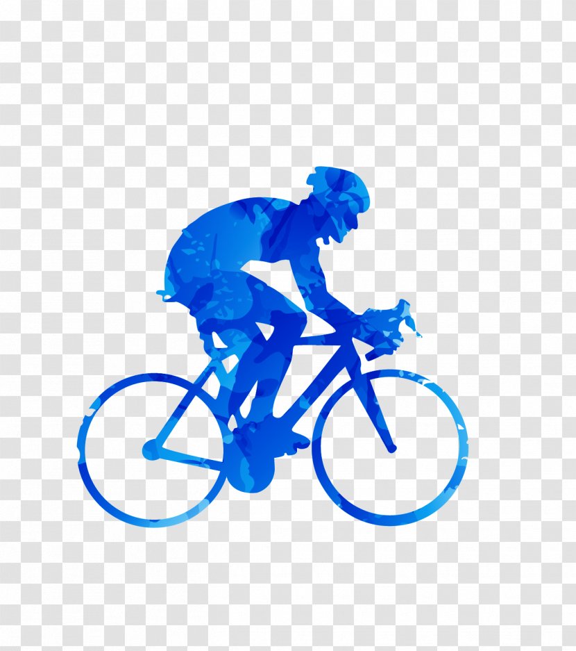 Road Cycling Bicycle Racing Mountain Bike - Electric Blue - Man Riding Silhouette Vector Material Transparent PNG