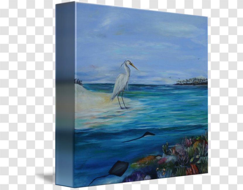 Heron Painting Seabird Acrylic Paint - Egret Poster Design Transparent PNG