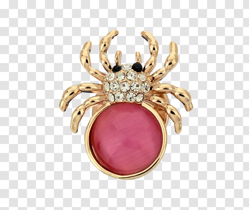Spider Brooch Ruby - Drawing - Pink Inlaid Brick Material Transparent PNG