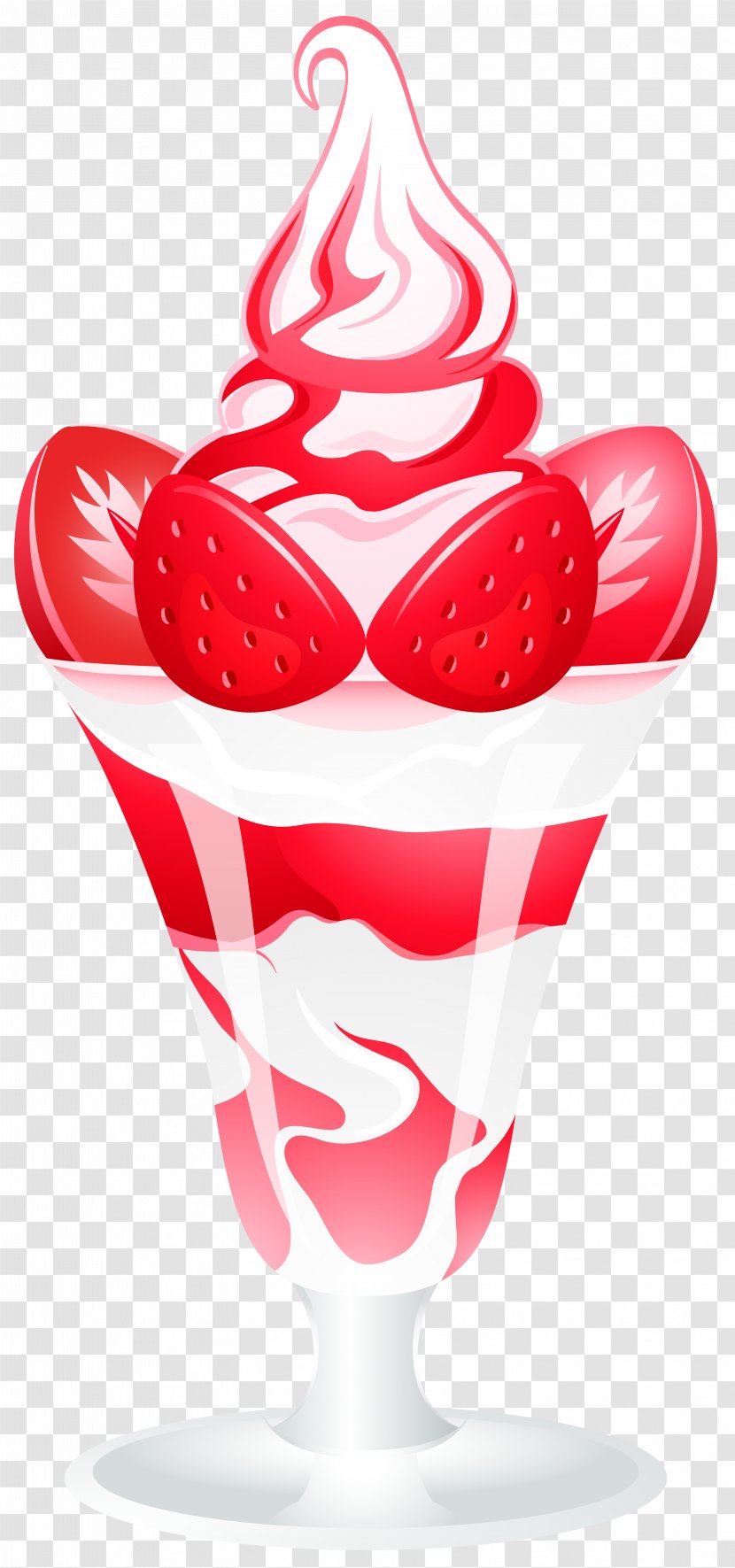 Ice Cream Cone Sundae Strawberry - Food - With Strawberries Clip Artt Image Transparent PNG