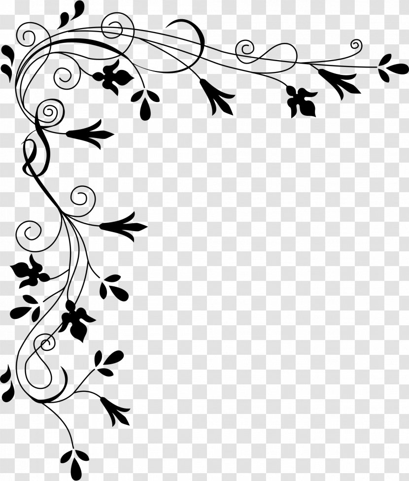 Flower White Clip Art - Black And - Fancy Pattern Transparent PNG
