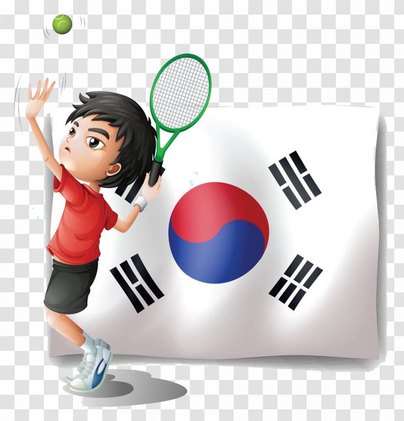 Flag Of South Korea Illustration - Material - Playing Tennis Before The Transparent PNG