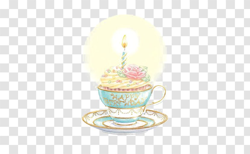 Birthday Cake Greeting Card Happy To You Teacup - Anniversary - Cupcake Transparent PNG