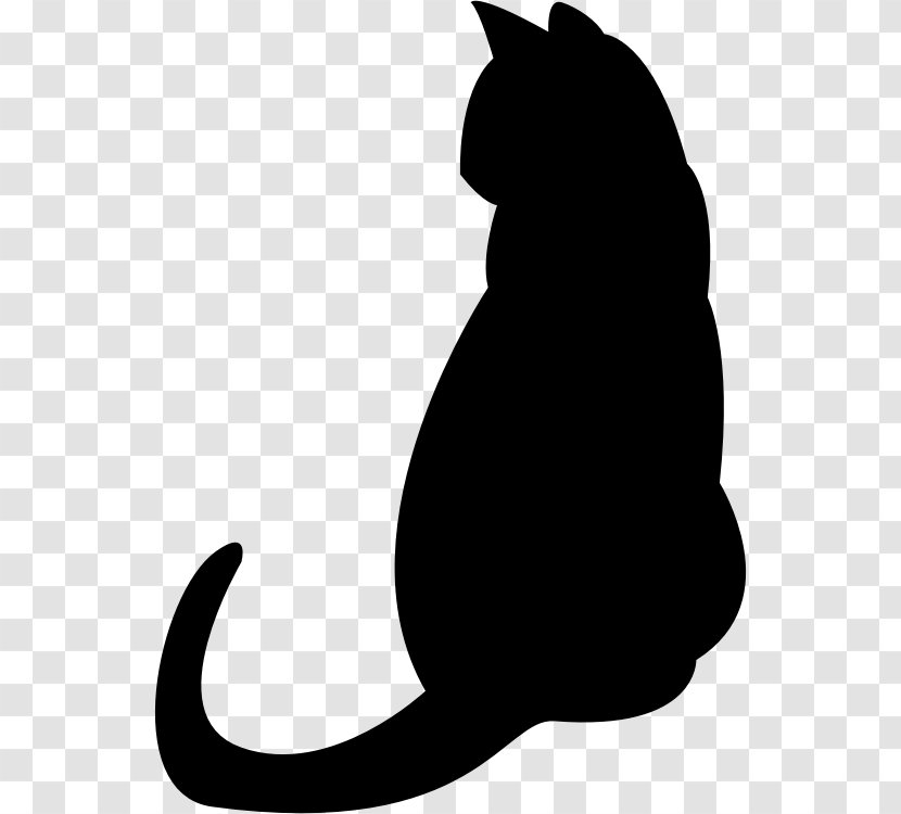 Cat Kitten Silhouette Clip Art - Black And White Transparent PNG
