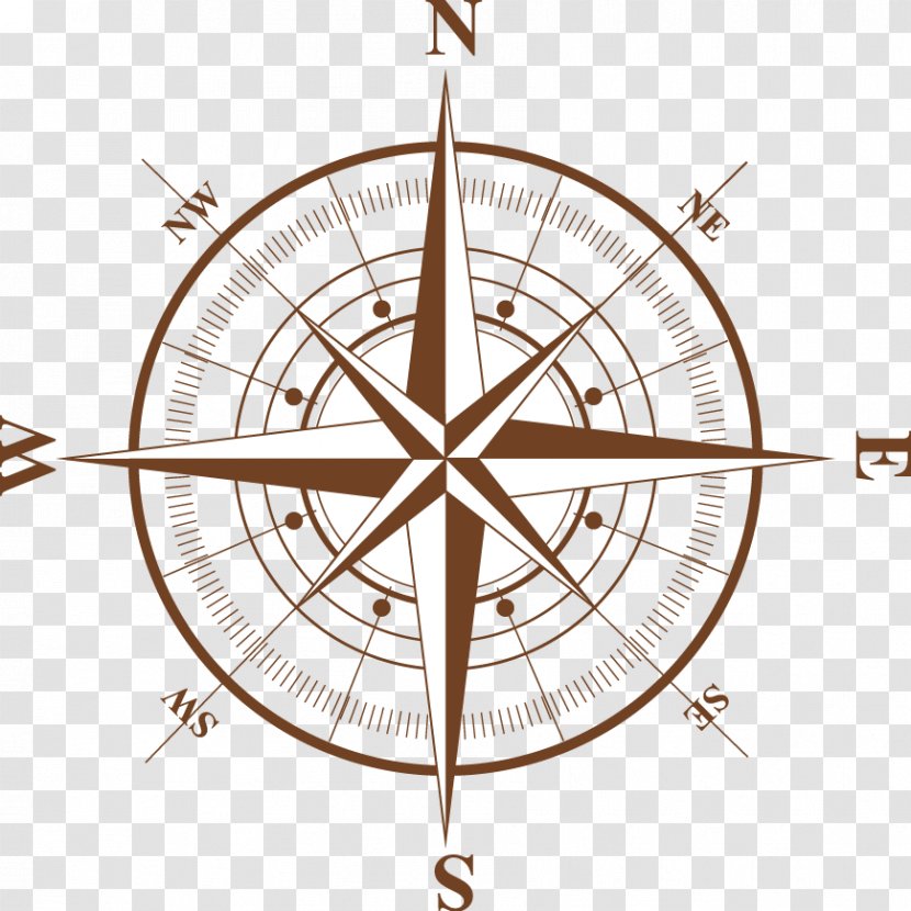 Compass Rose Drawing - Wall Clock Transparent PNG