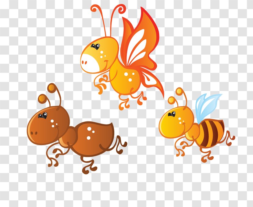 Ant Euclidean Vector Bee - Vertebrate - Cartoon Bees And Ants Transparent PNG