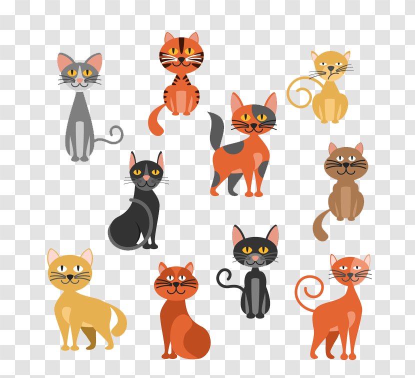 10 Models Cute Cat Design, Vector - Orange Transparent PNG