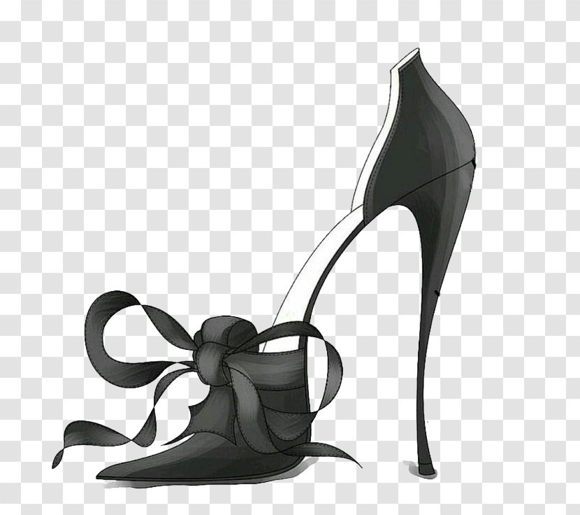 High-heeled Footwear Shoelace Knot Designer - Color - Black Bow Heels Transparent PNG