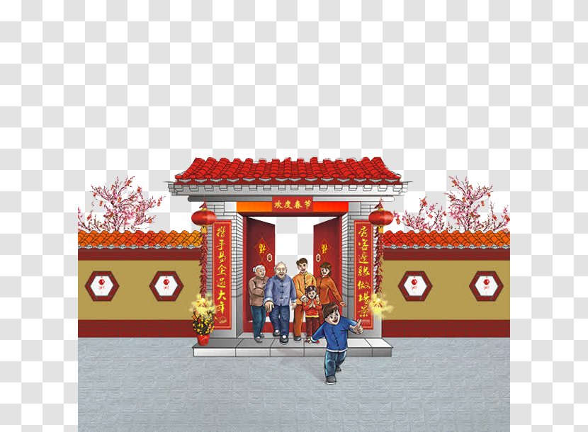 Chinese New Year Firecracker Festival - Shrine - Family Reunion Transparent PNG
