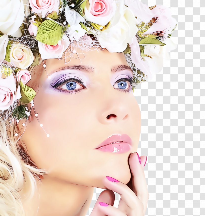 Face Skin Hair Beauty Pink - Wet Ink - Headpiece Cheek Transparent PNG