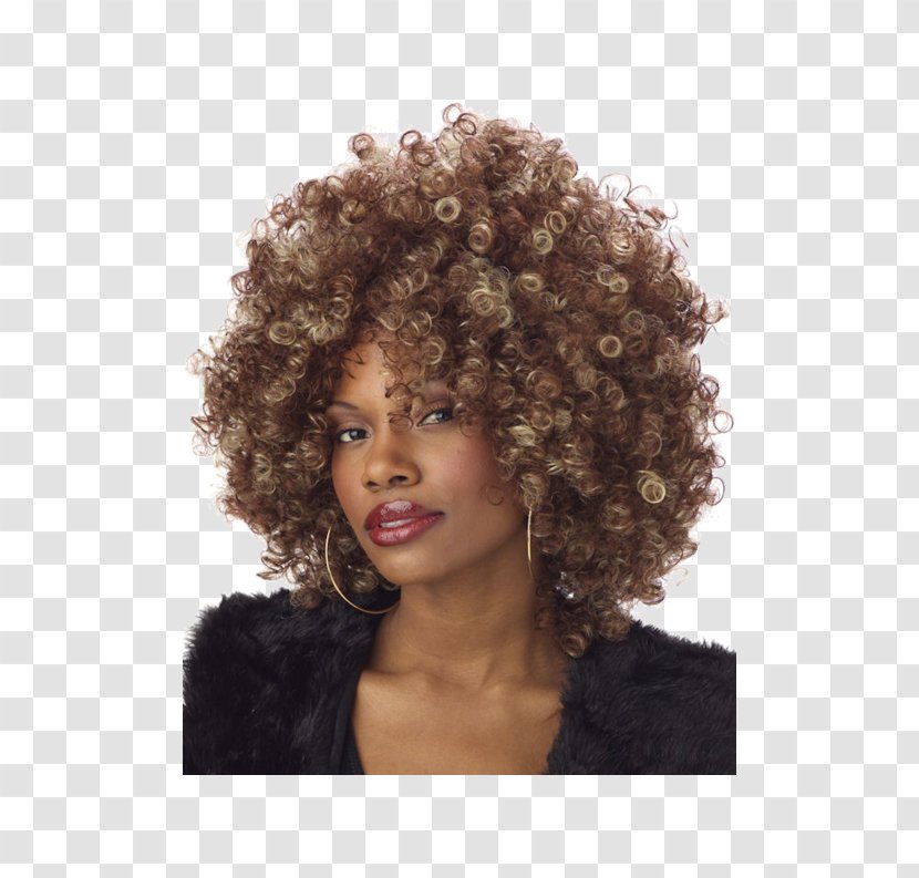 Foxxy Cleopatra 1970s Wig Afro Clothing Accessories - Brown Hair Transparent PNG