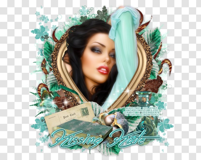 Teal Turquoise Long Hair Brown - Forbidden Frame Transparent PNG