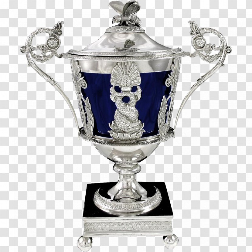Vase Silver Urn Cobalt Blue Trophy - Tableware Transparent PNG