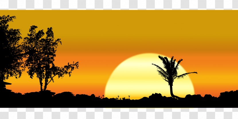 Silhouette Landscape Clip Art - Sky - Sunset Transparent PNG