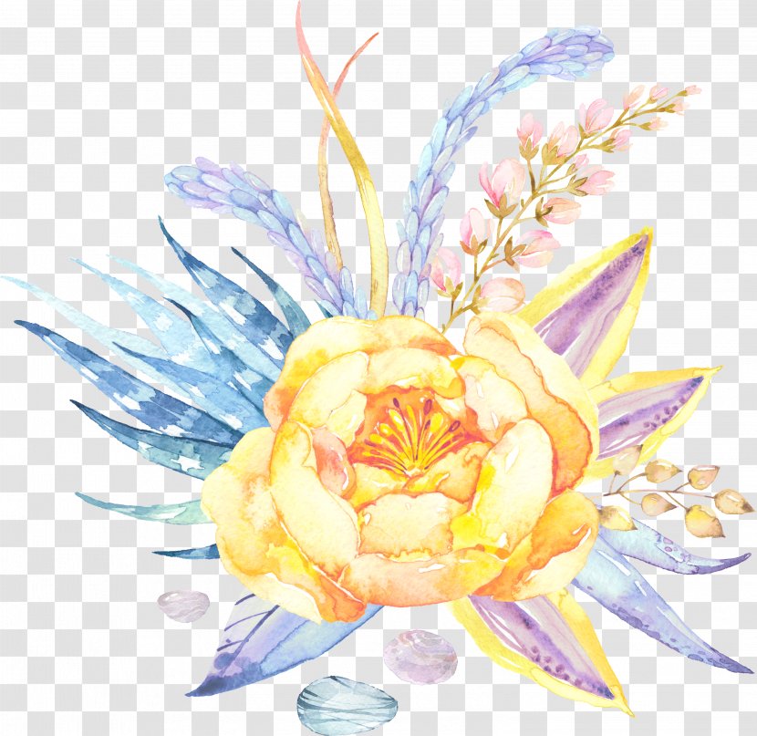 Flower Yellow Watercolor Painting Euclidean Vector - Arranging - Painted Flowers Transparent PNG