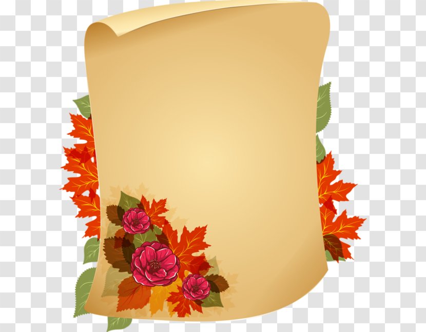 Paper Parchment Scroll Floral Design Clip Art - Flower - Certificado De Cualificación Transparent PNG