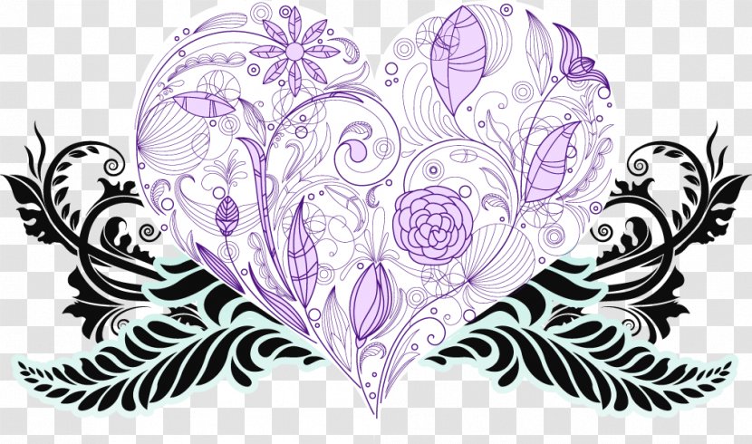 Heart Pattern - Tree - Cartoon Painted Wings Transparent PNG