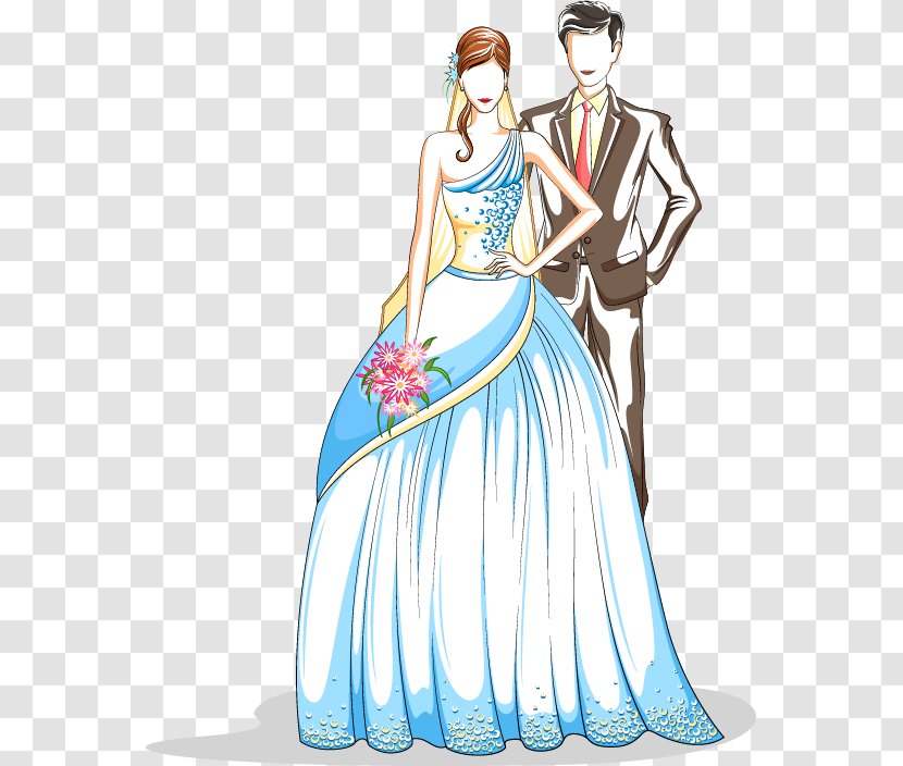 Marriage Wedding Bridegroom - Romance - Valentines Day Painted The Bride And Groom Transparent PNG