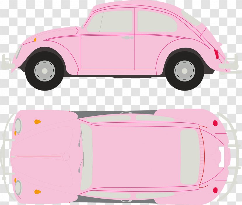 Car Volkswagen Beetle New Automotive Design - Vintage - Cute Pink Vector Transparent PNG