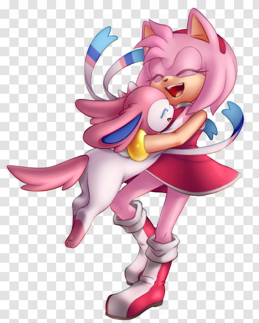 Sonic The Hedgehog Amy Rose Sylveon Character - Watercolor - Tree Transparent PNG