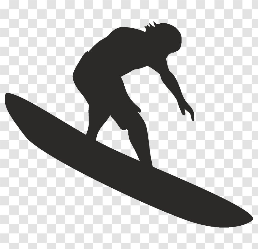 Silhouette Surfing Graphics Surfboard Illustration - Black And White Transparent PNG