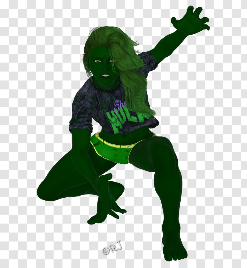 Animated Cartoon Illustration Green Superhero - Grass - She Hulk Transparent PNG