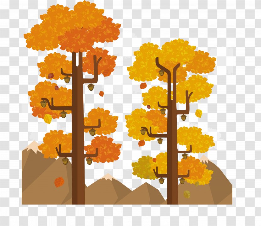 Tree Landscape Euclidean Vector - Yellow - Big Design In Autumn Transparent PNG