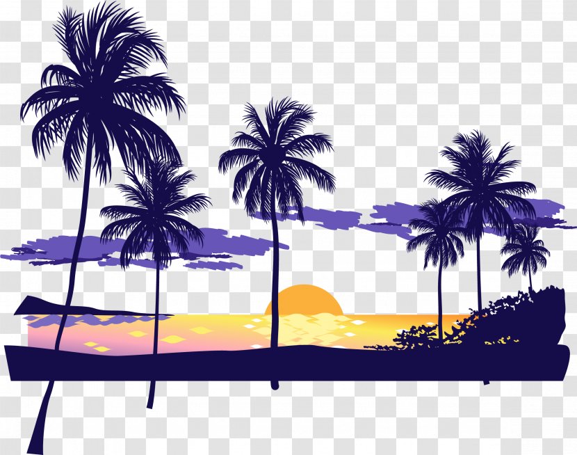 Sunset Beach Icon - Purple - Dusk Transparent PNG