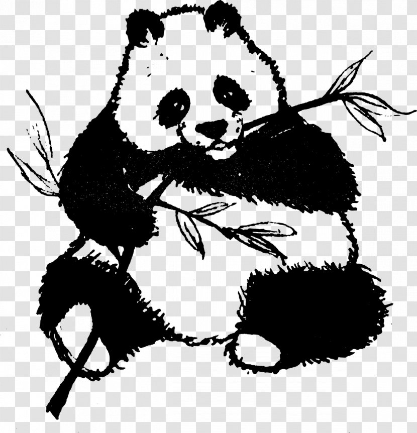 Giant Panda Cuteness Clip Art - Monochrome - Pand Transparent PNG