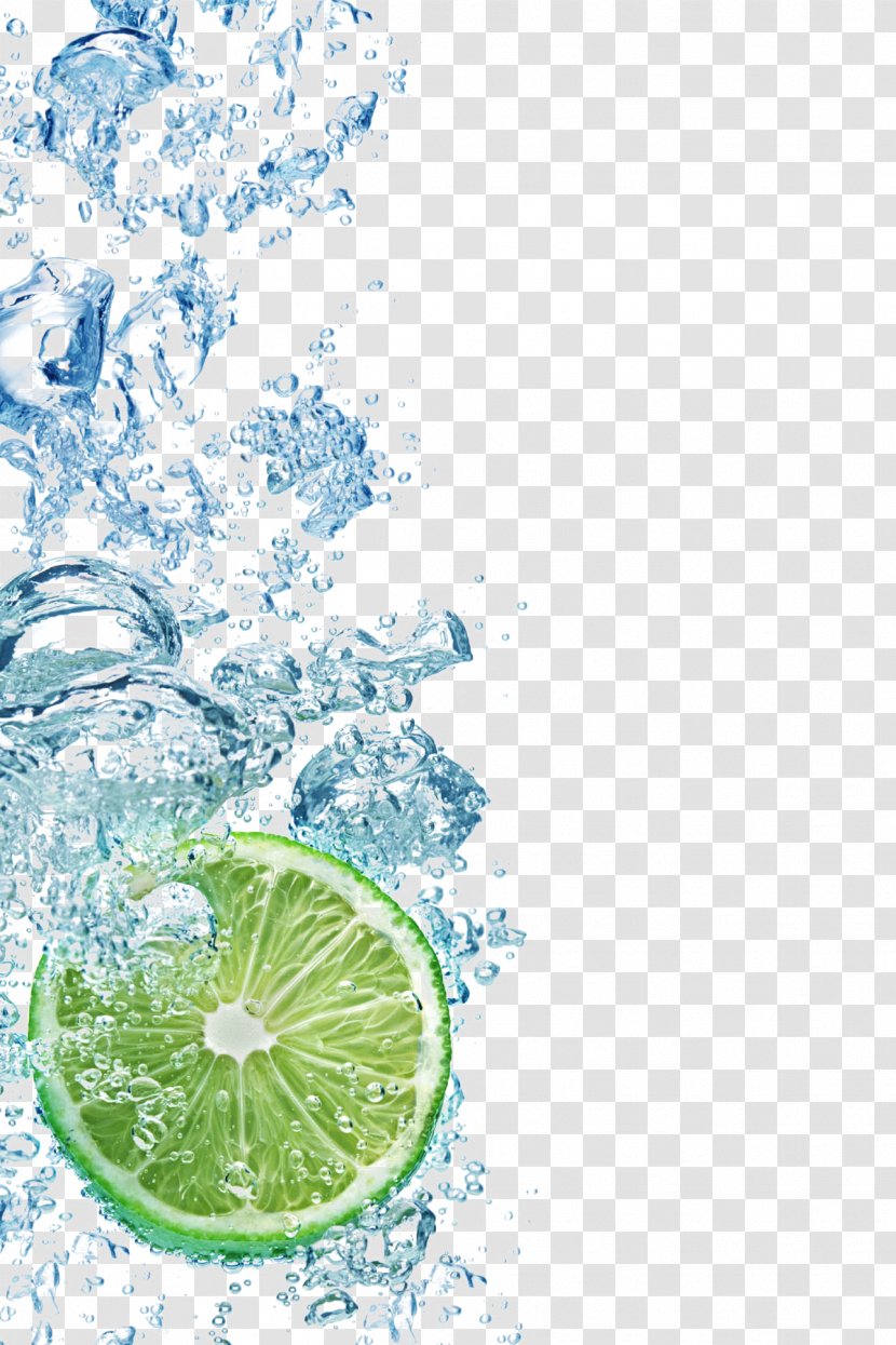 Juice Lemon-lime Drink Soft Tea - Tree - Fall Into The Water With Lemon And Ice Cubes Transparent PNG