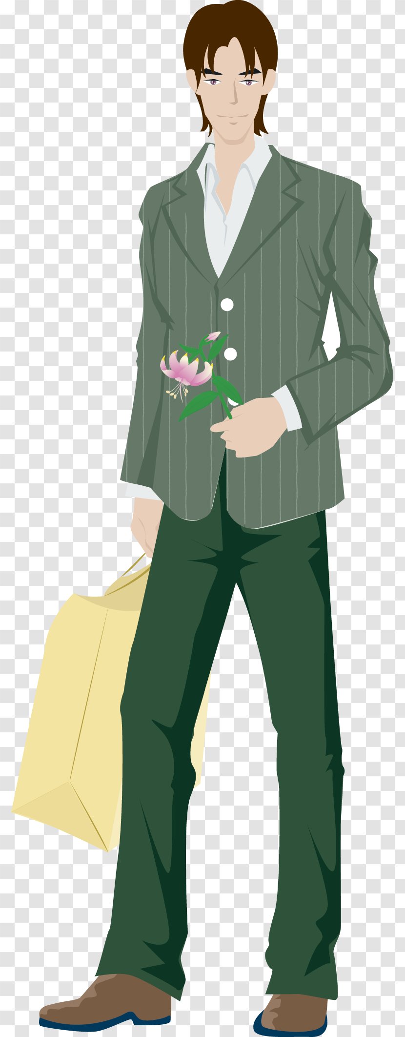 Male Suit - Man - Holding A Flower Transparent PNG