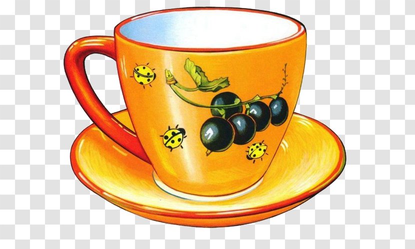 Teacup Drawing Saucer Tableware - Grape Pattern Hand-painted Yellow Cup Transparent PNG