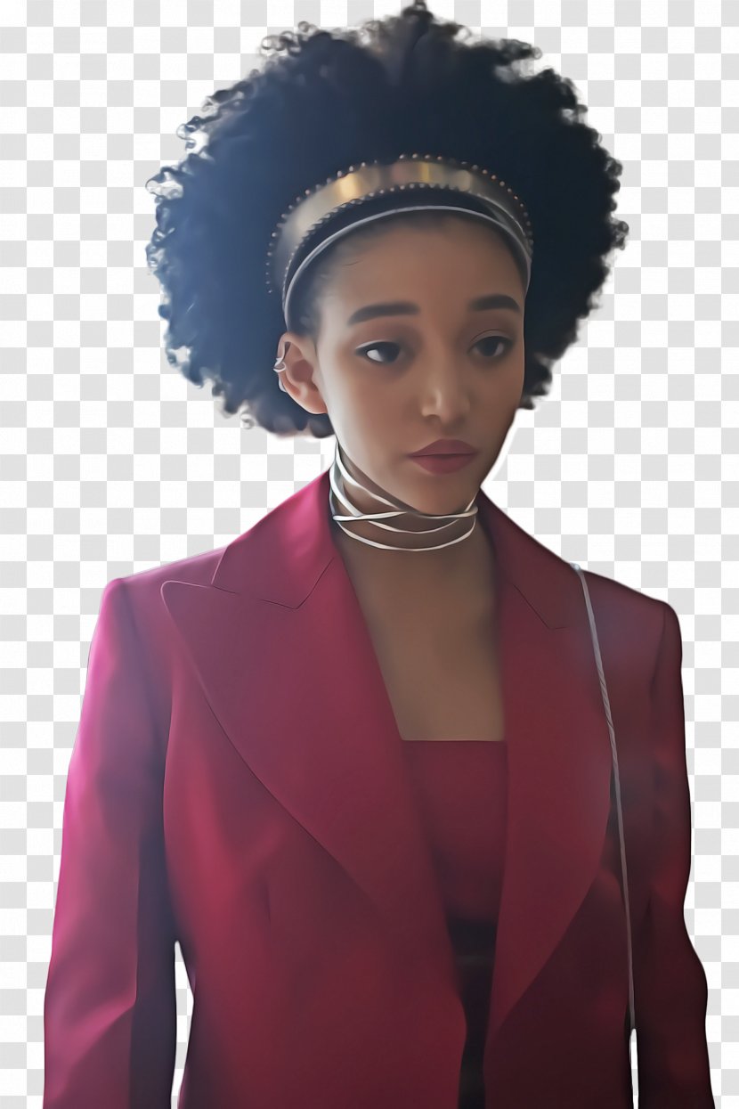 Afro Adwoa Aboah Model Wig Portrait - Black Hair - Cap Fashion Design Transparent PNG