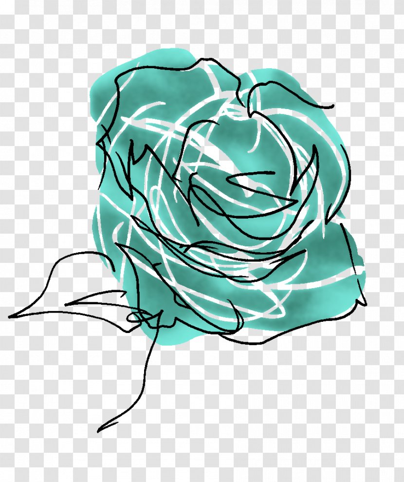 Beach Rose Flower Blue Watercolor Painting - Mint Transparent PNG
