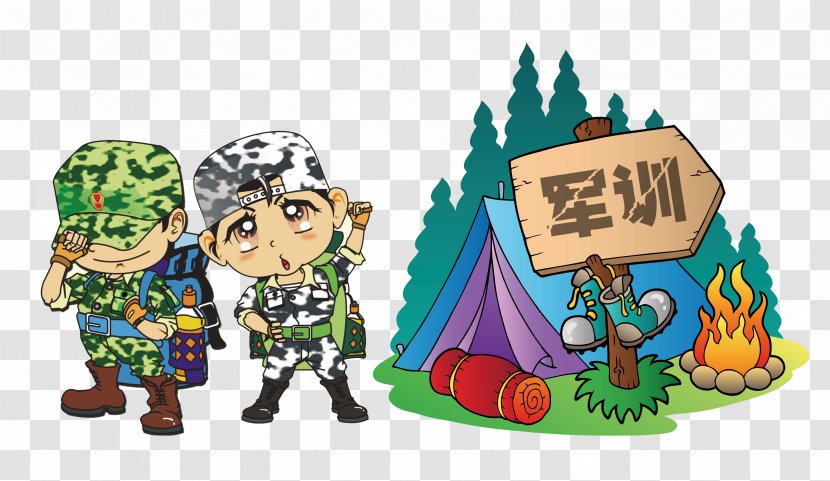 Cartoon Character, Military Training, Summer Camp, Tent - Blog Transparent PNG