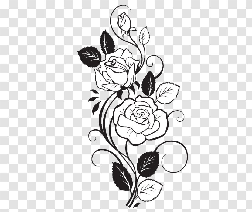 Vector Graphics Drawing Rose Design Flower - Monochrome - Roseau Ornament Transparent PNG