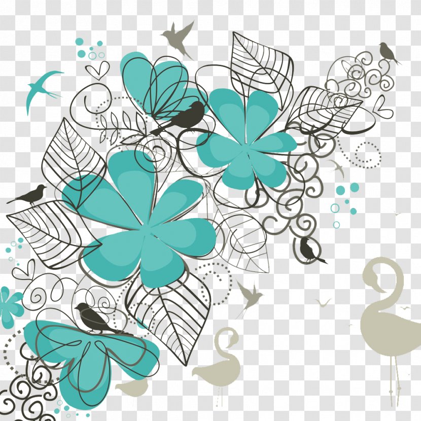 Royalty-free Clip Art - Flower Arranging - Pattern With Birds Transparent PNG