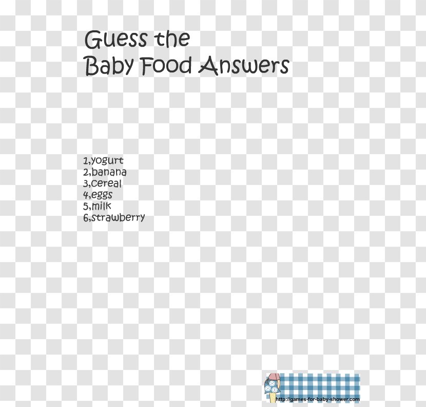 Baby Shower Infant Party Game Food Transparent PNG