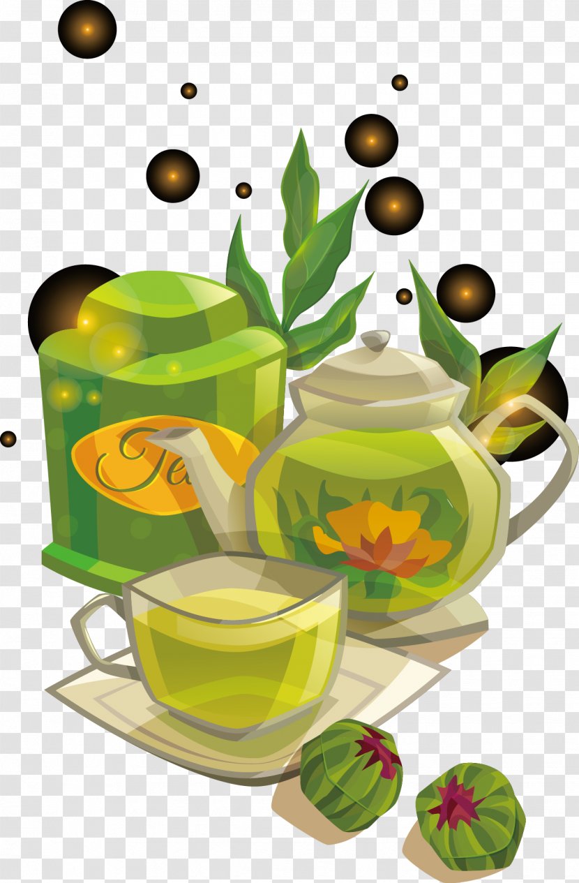 Green Tea Coffee Cup Teapot - Fresh Transparent PNG