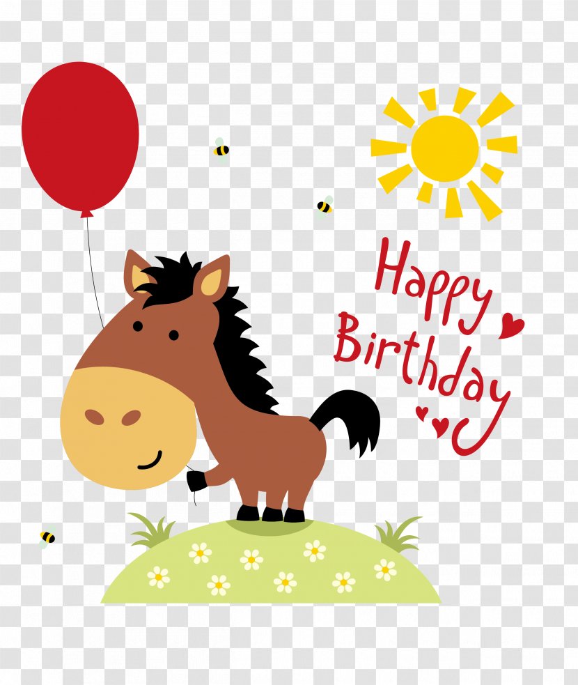 Horse Birthday Greeting Card Wedding Invitation Clip Art - Illustration - Party Transparent PNG