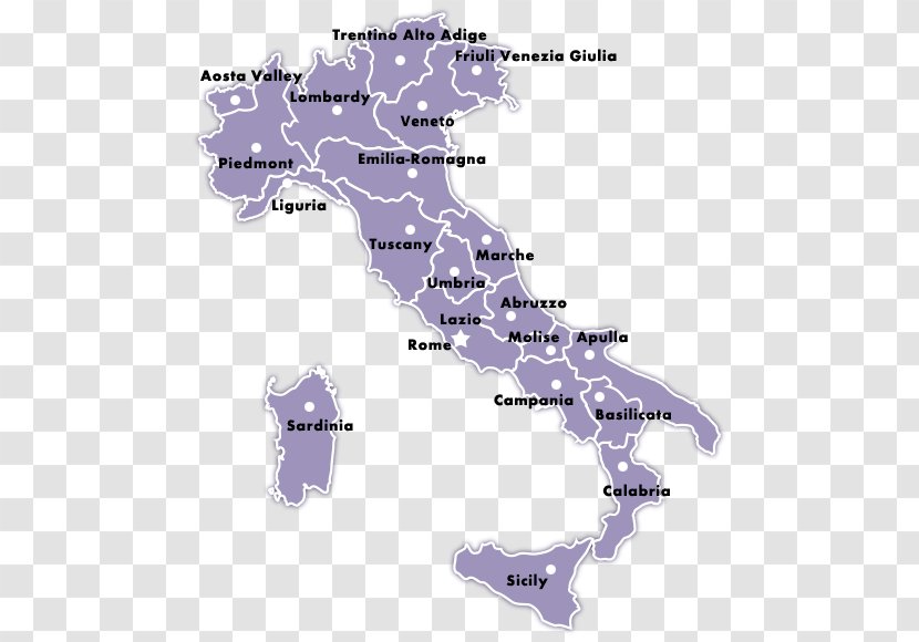 Regions Of Italy Map Royalty-free - Royaltyfree Transparent PNG